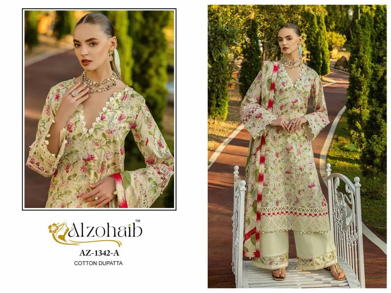 Alzohaib Az 1342 A And B Cotton Dupatta Cotton Print Pakistani Salwar Kameez