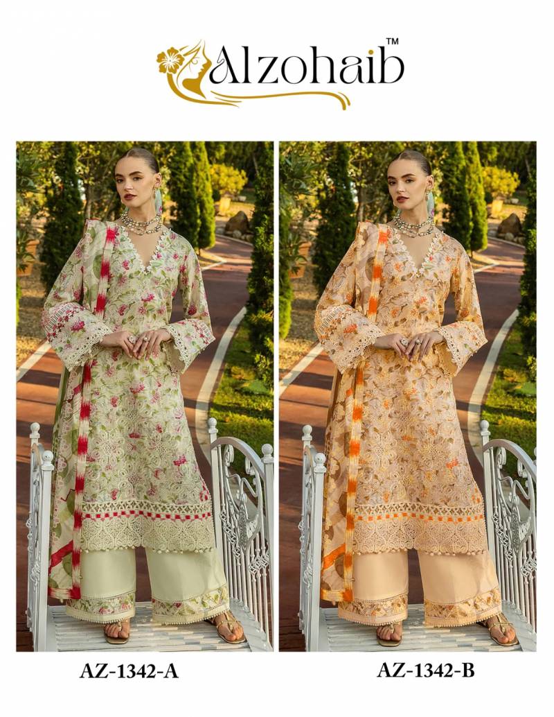 Alzohaib Az 1342 A And B Cotton Dupatta Cotton Print Pakistani Salwar Kameez