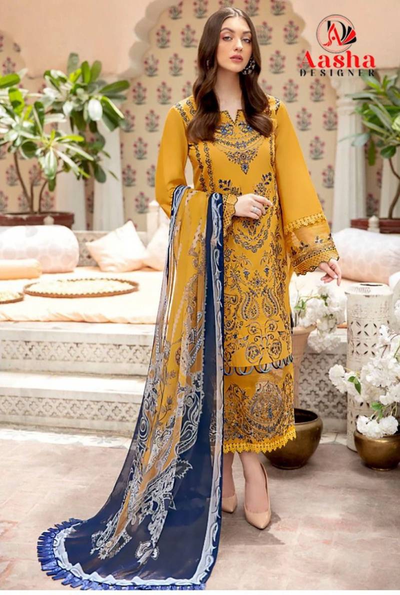 Aasha 1183 Cotton Dupatta Cotton Print Embroidery Pakistani Salwar Suits