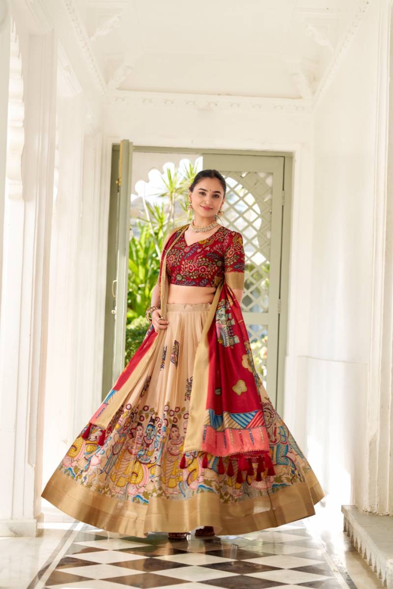 Lekha yf 1017 Dola Silk Kalamkari Printed Traditional Lehenga Collection
