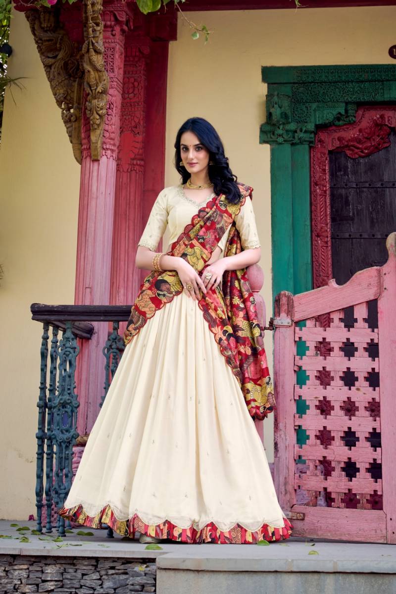 Lekha yf 1237 Vichitra Silk Embroidered Kalamkari Printed Lehenga Choli Collection