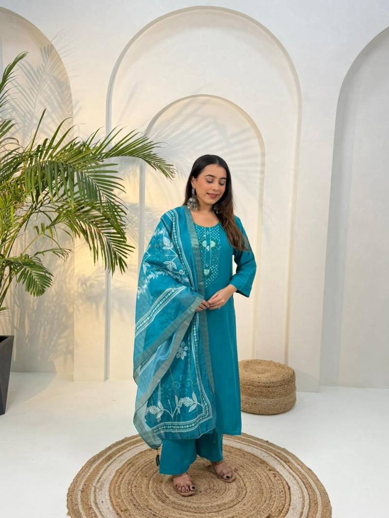 Naisha K 398 Vol 2 Rayon Robi Mirror Work Casual Wear Kurti Pant And Dupatta