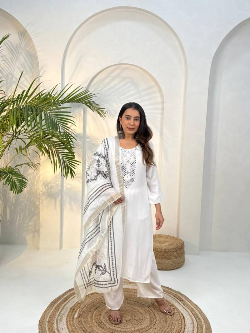 Naisha K 398 Vol 2 Rayon Robi Mirror Work Casual Wear Kurti Pant And Dupatta