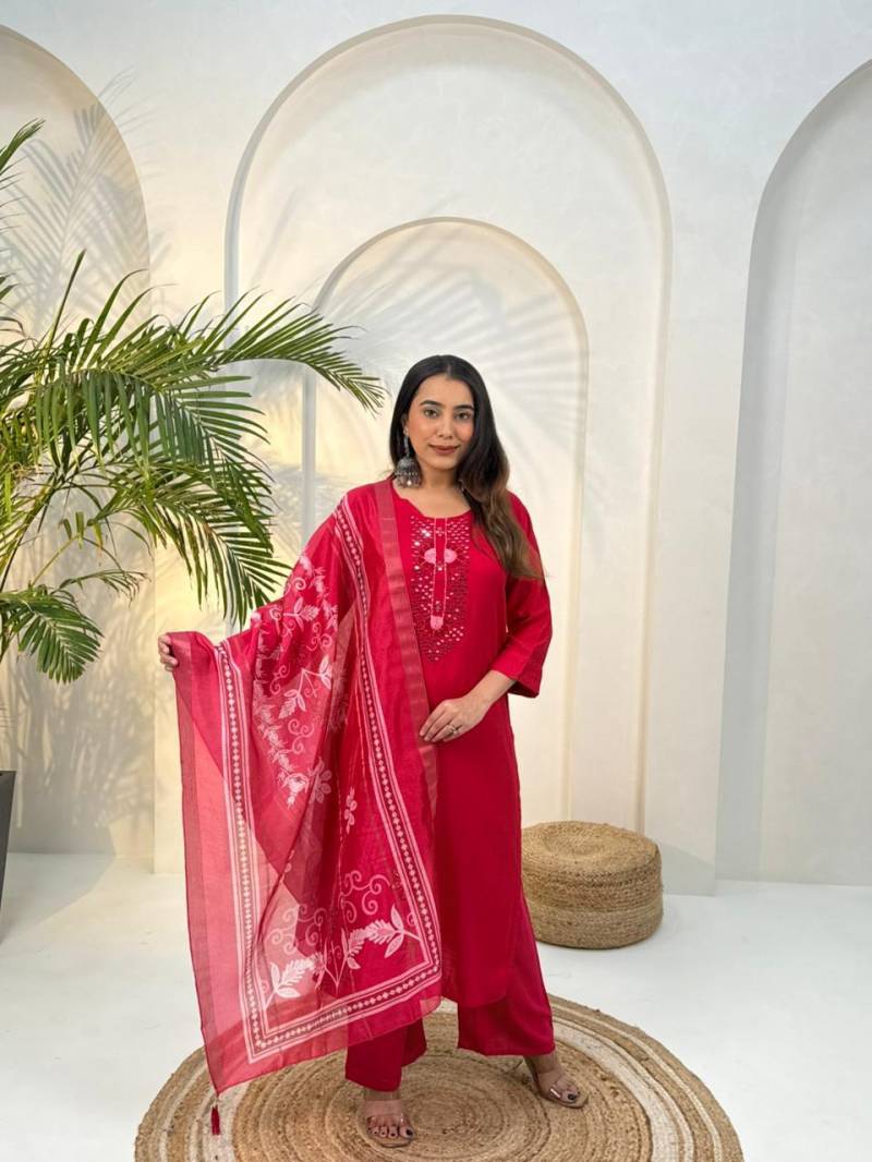 Naisha K 398 Vol 2 Rayon Robi Mirror Work Casual Wear Kurti Pant And Dupatta