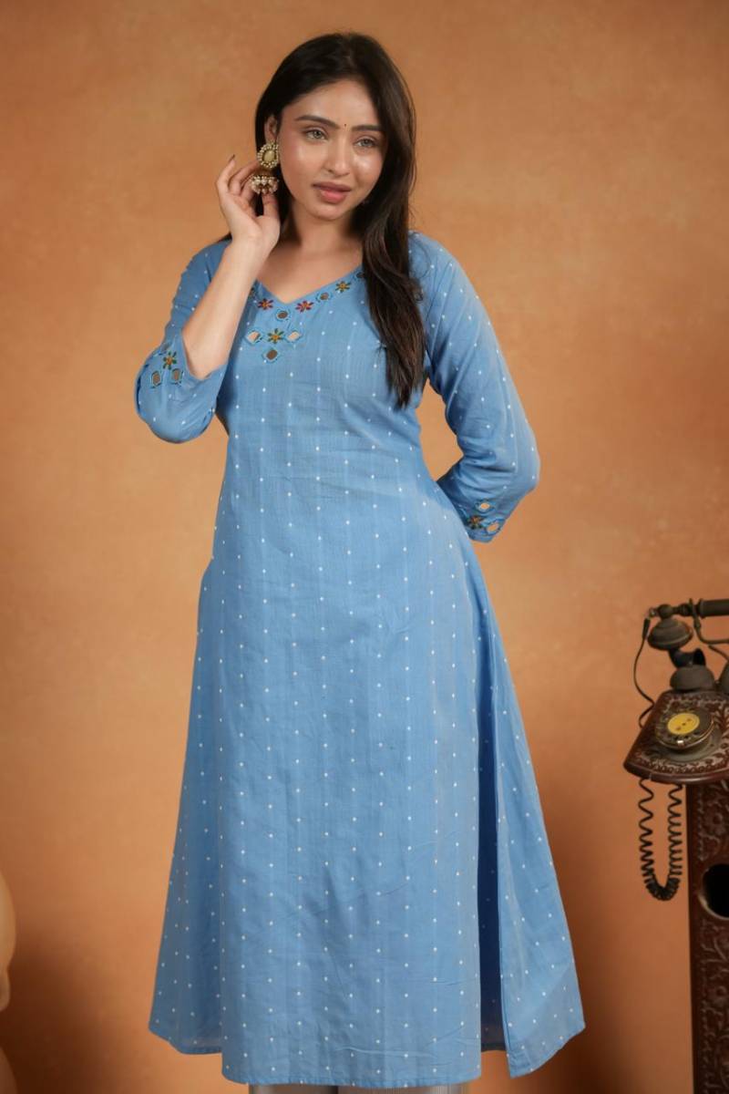 Naisha K 399 Cotton handloom Hand Work Kurti And Pant Collection