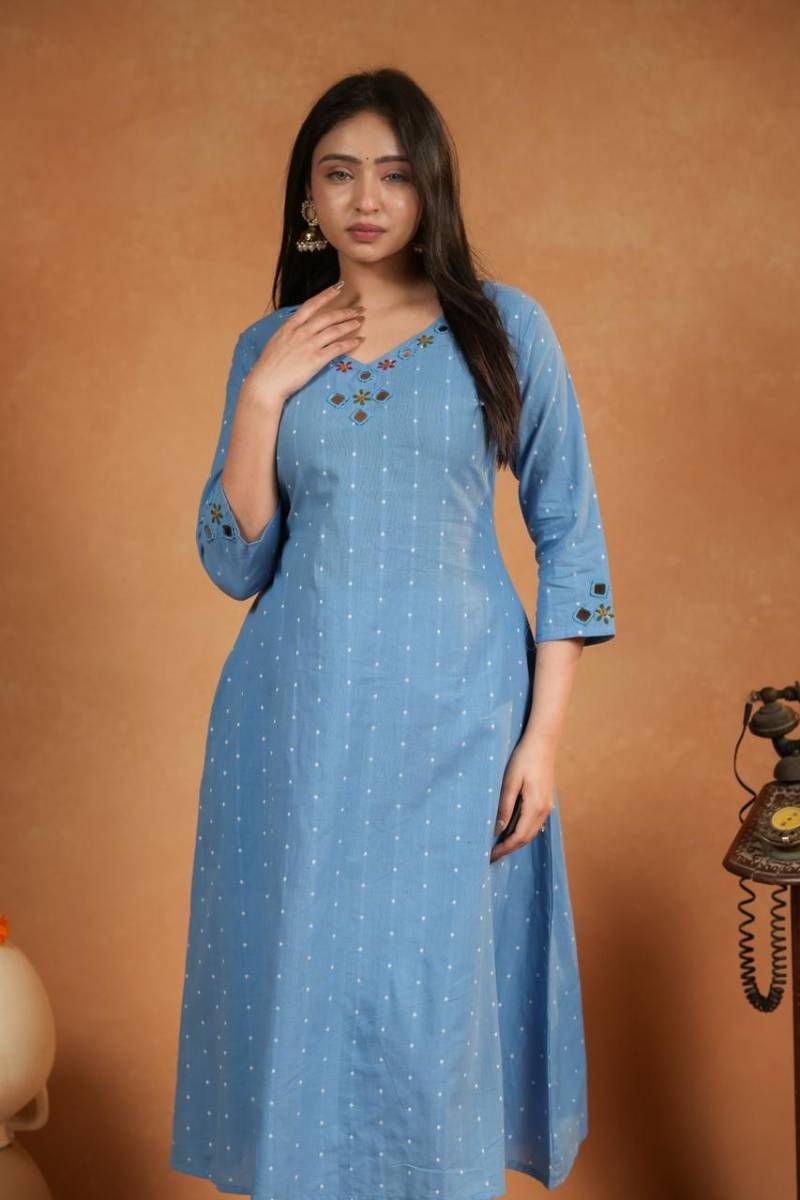 Naisha K 399 Cotton handloom Hand Work Kurti And Pant Collection