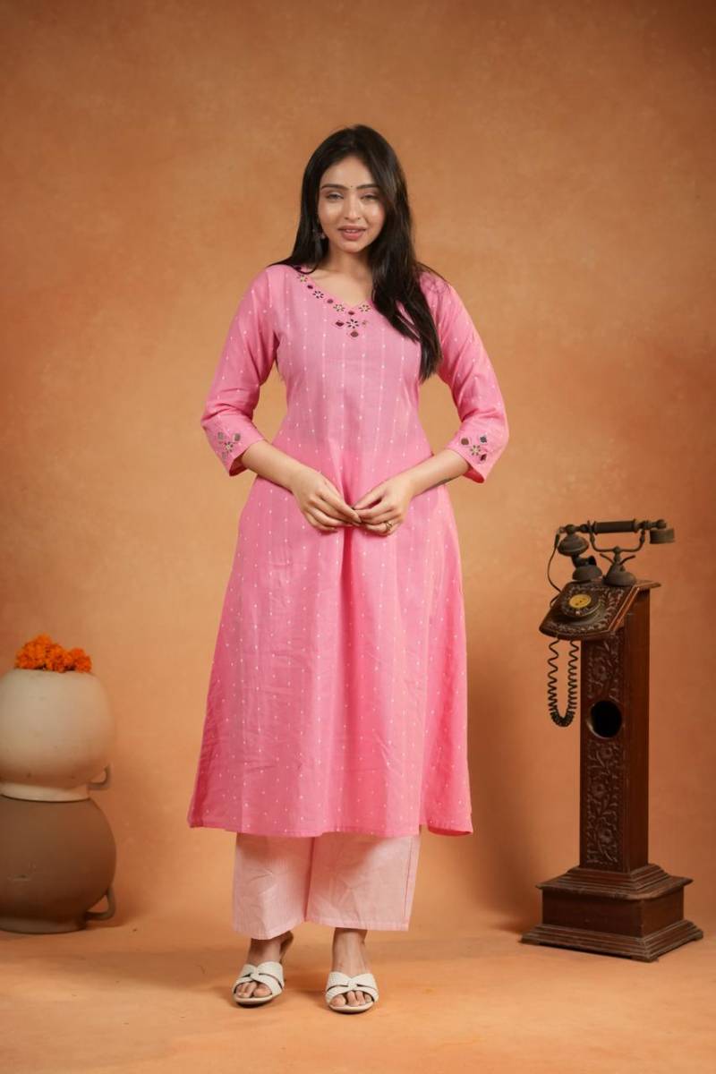 Naisha K 399 Cotton handloom Hand Work Kurti And Pant Collection