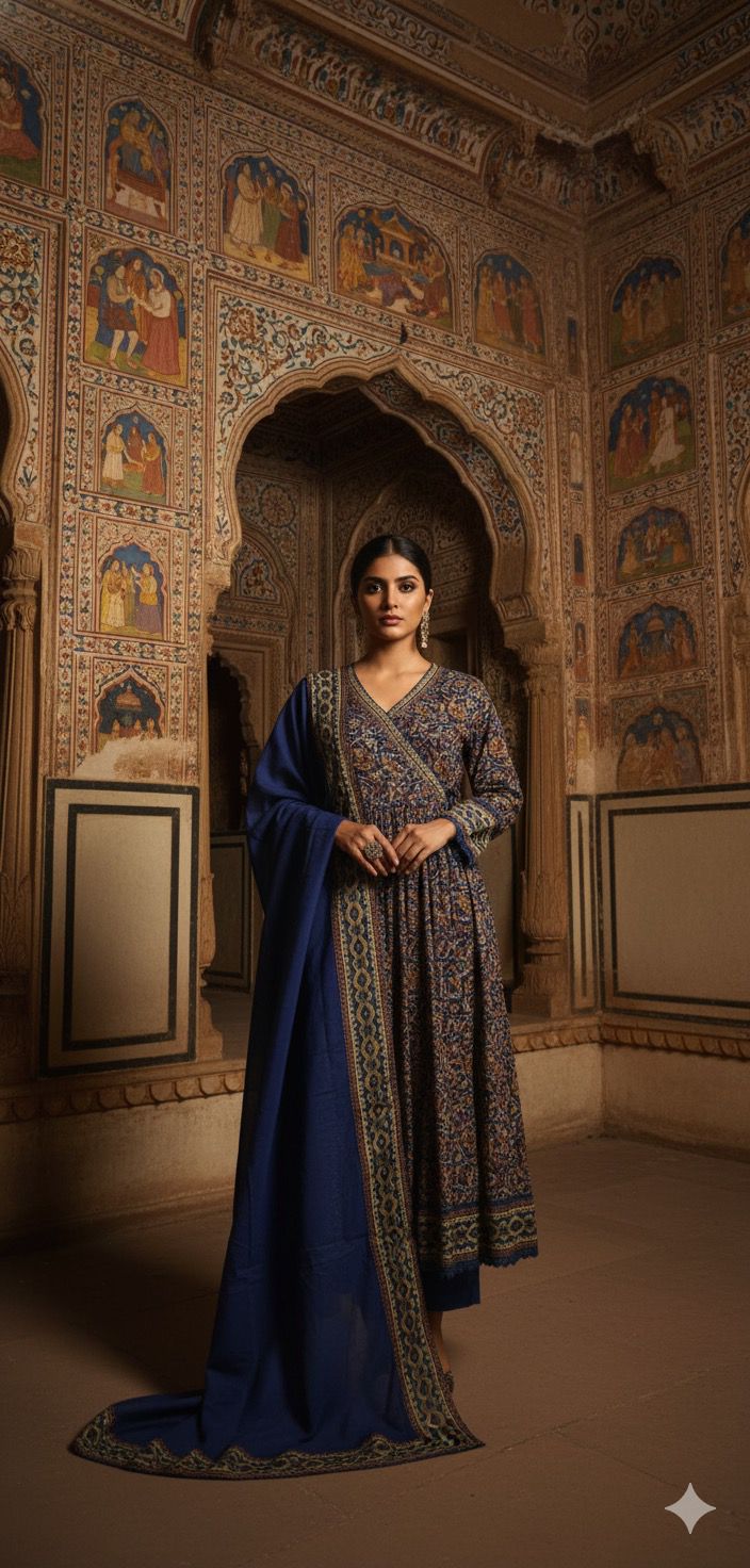 Naisha K 395 Cotton Anarkali Doriya Casual Wear Kurti Pant And Dupatta