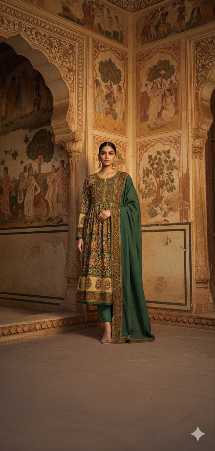 Naisha K 395 Cotton Anarkali Doriya Casual Wear Kurti Pant And Dupatta