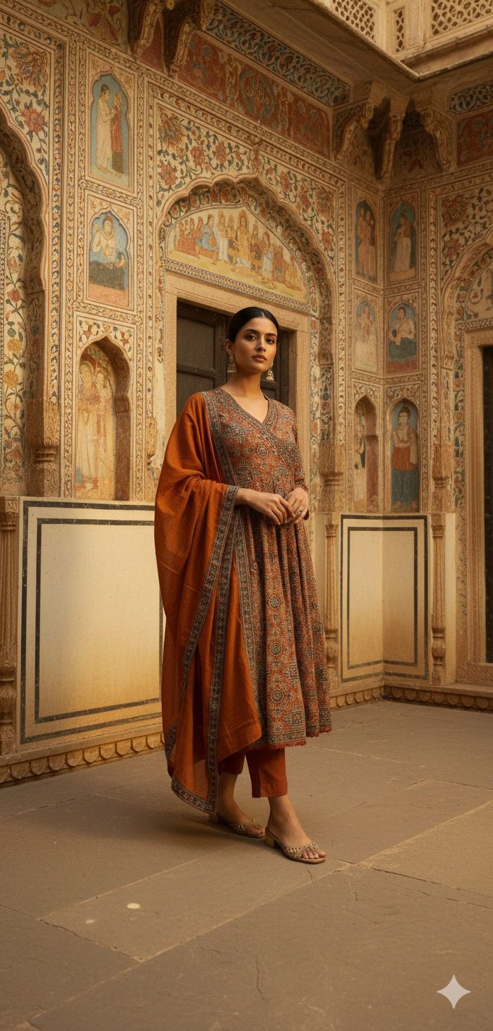 Naisha K 395 Cotton Anarkali Doriya Casual Wear Kurti Pant And Dupatta