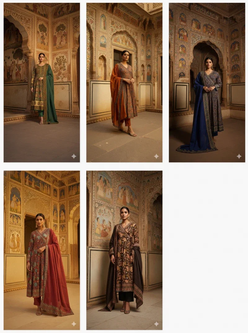 Naisha K 395 Cotton Anarkali Doriya Casual Wear Kurti Pant And Dupatta