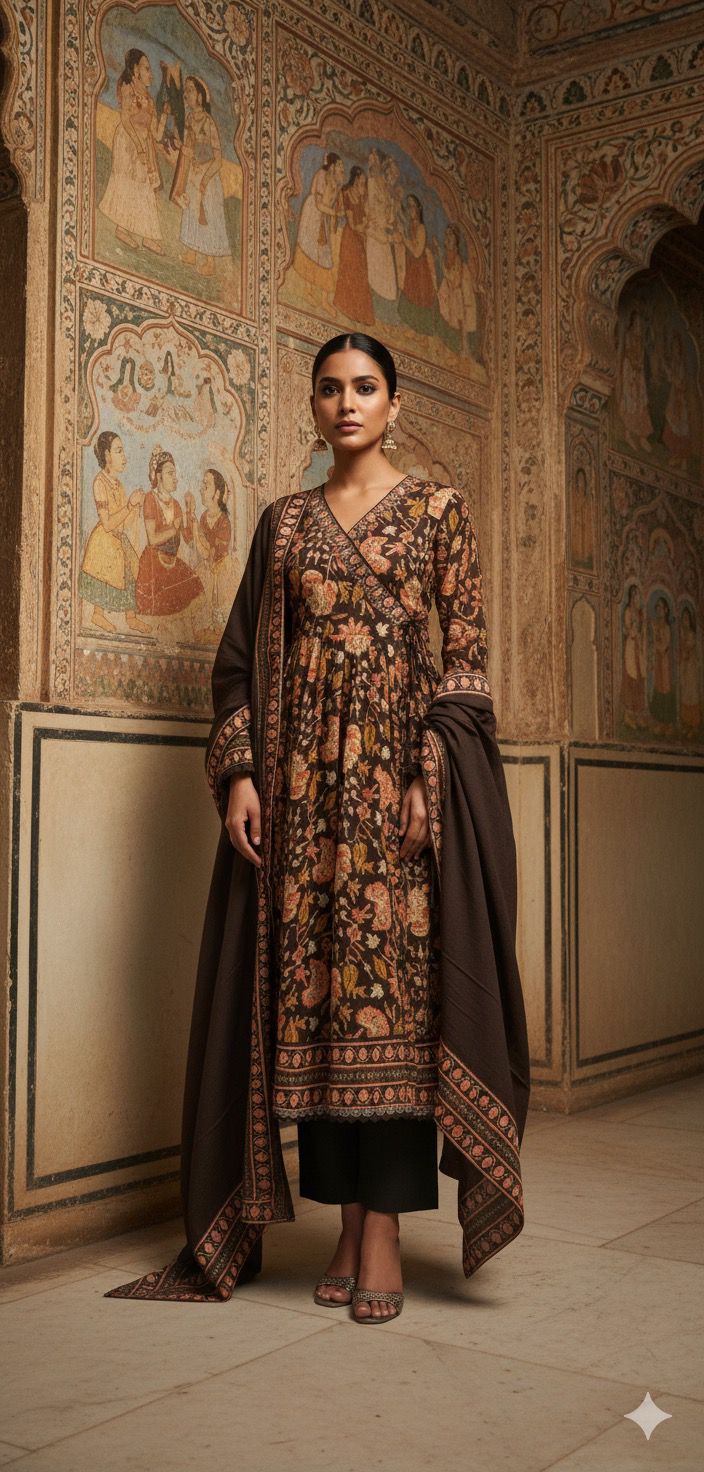 Naisha K 395 Cotton Anarkali Doriya Casual Wear Kurti Pant And Dupatta