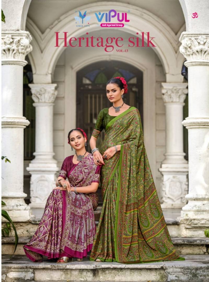 Vipul Heritage Silk Vol 13 Crepe Silk Casual Wear Saree Collection