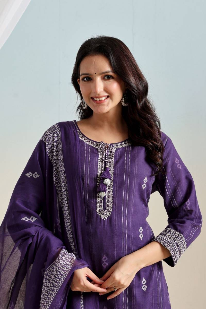 Naisha K 401 Cotton Casual Wear Kurti Pant And Dupatta Collection