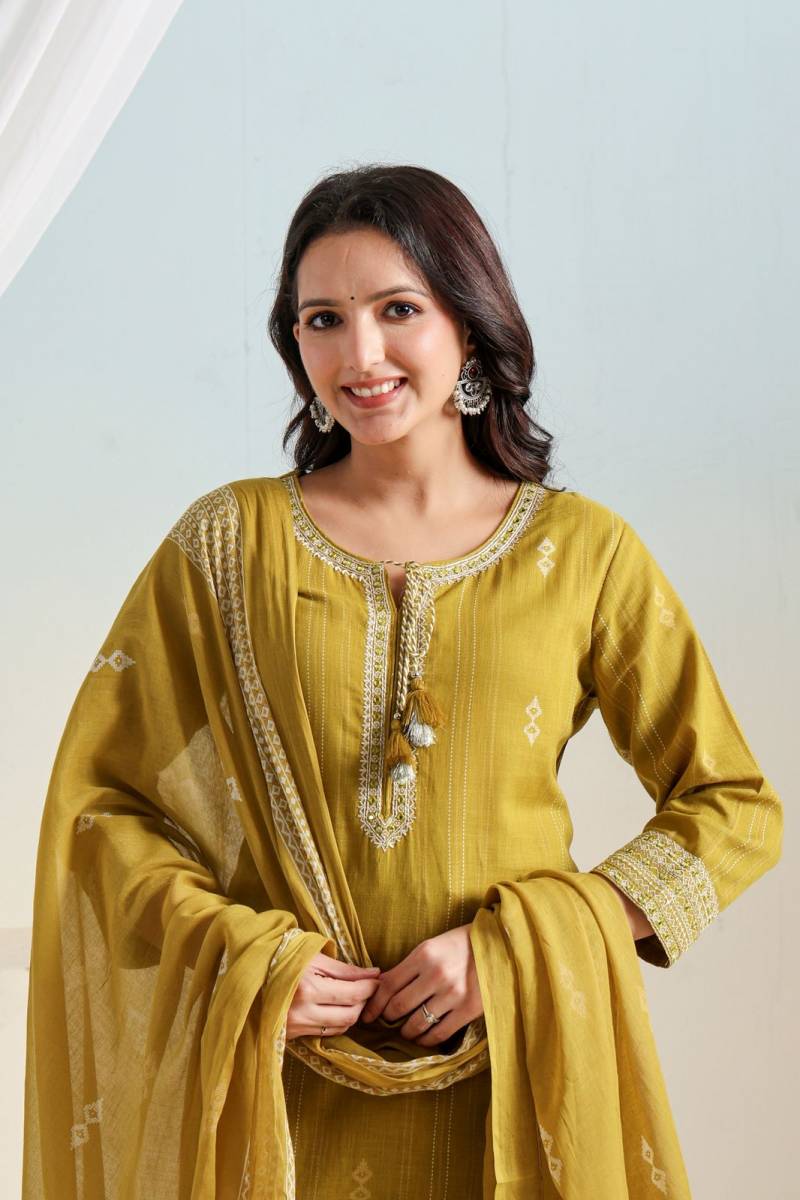 Naisha K 401 Cotton Casual Wear Kurti Pant And Dupatta Collection
