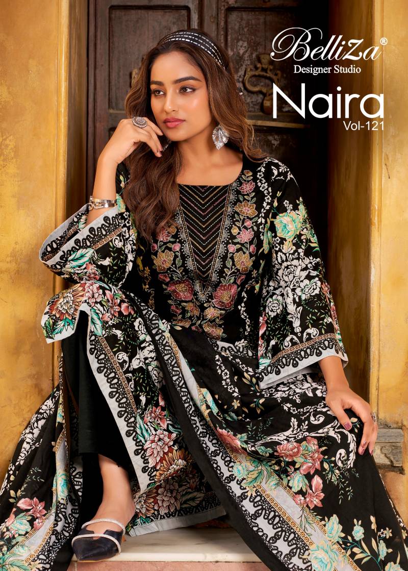 Belliza Naira Vol 121 Cotton Digital Prints Embroidery Designer Dress Material