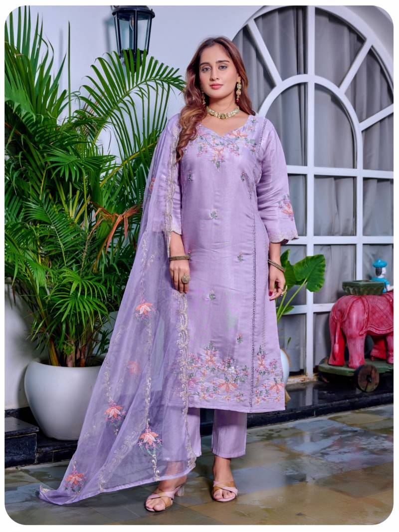 Naisha K 405 Glass Work Handwork Designer Kurti Pant And Dupatta