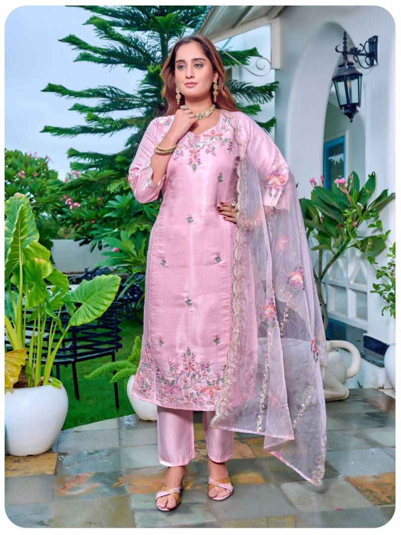 Naisha K 405 Glass Work Handwork Designer Kurti Pant And Dupatta