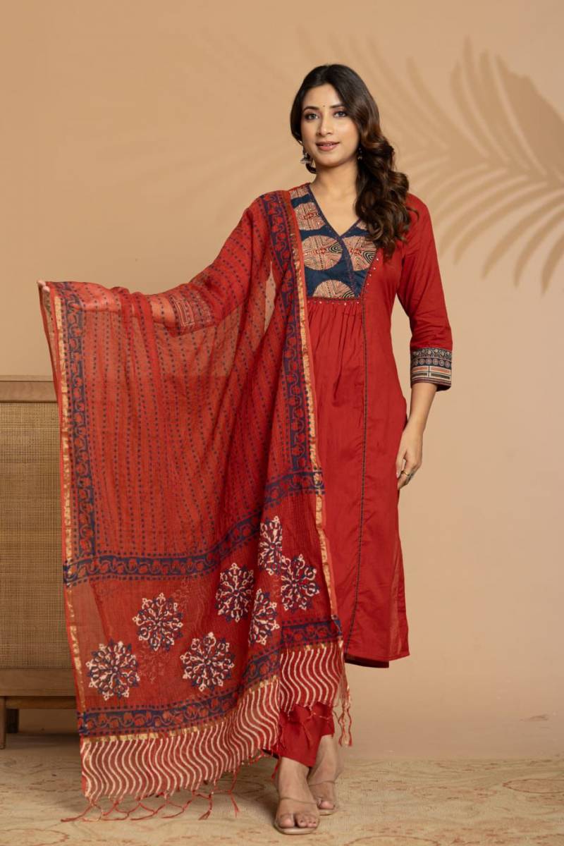 Naisha K 408 Cotton Stylish Casual Wear Kurti Pant And Dupatta Collection