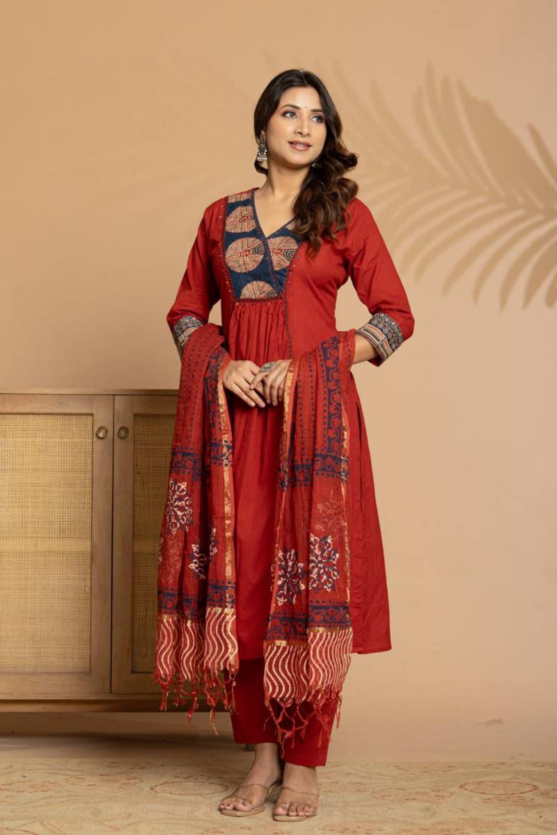 Naisha K 408 Cotton Stylish Casual Wear Kurti Pant And Dupatta Collection