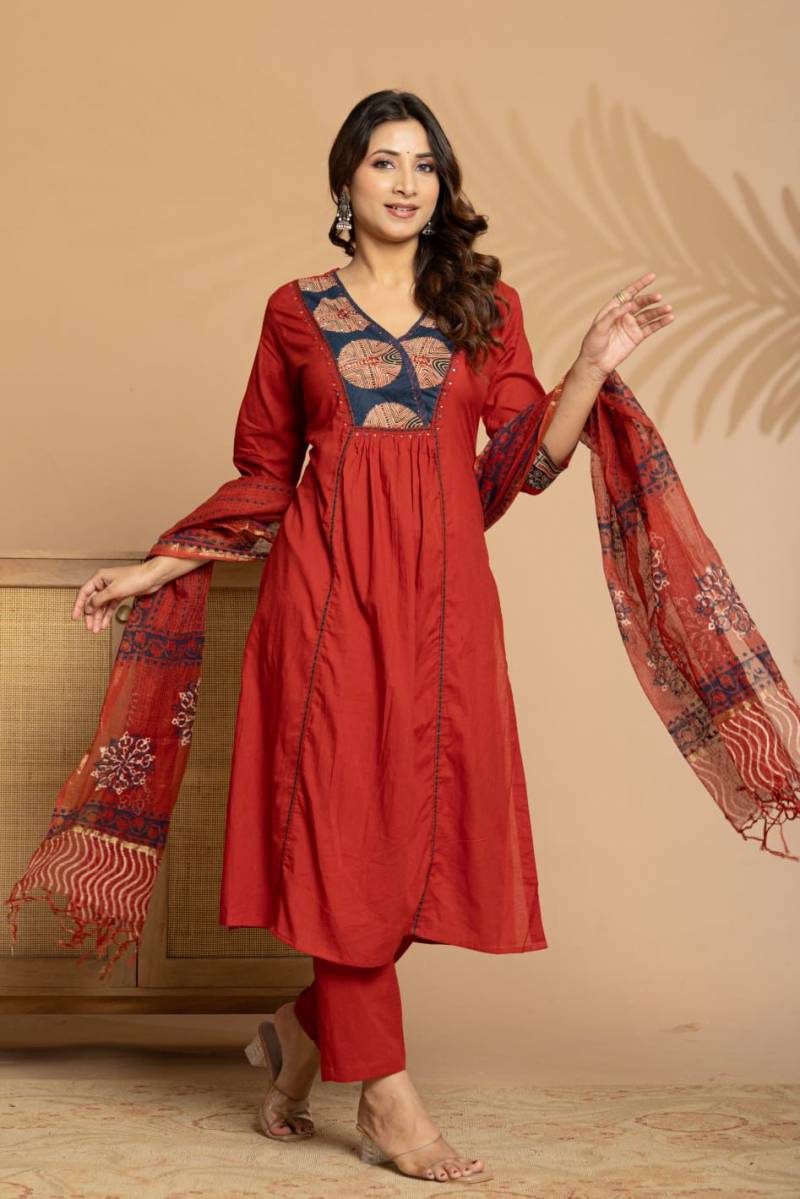 Naisha K 408 Cotton Stylish Casual Wear Kurti Pant And Dupatta Collection
