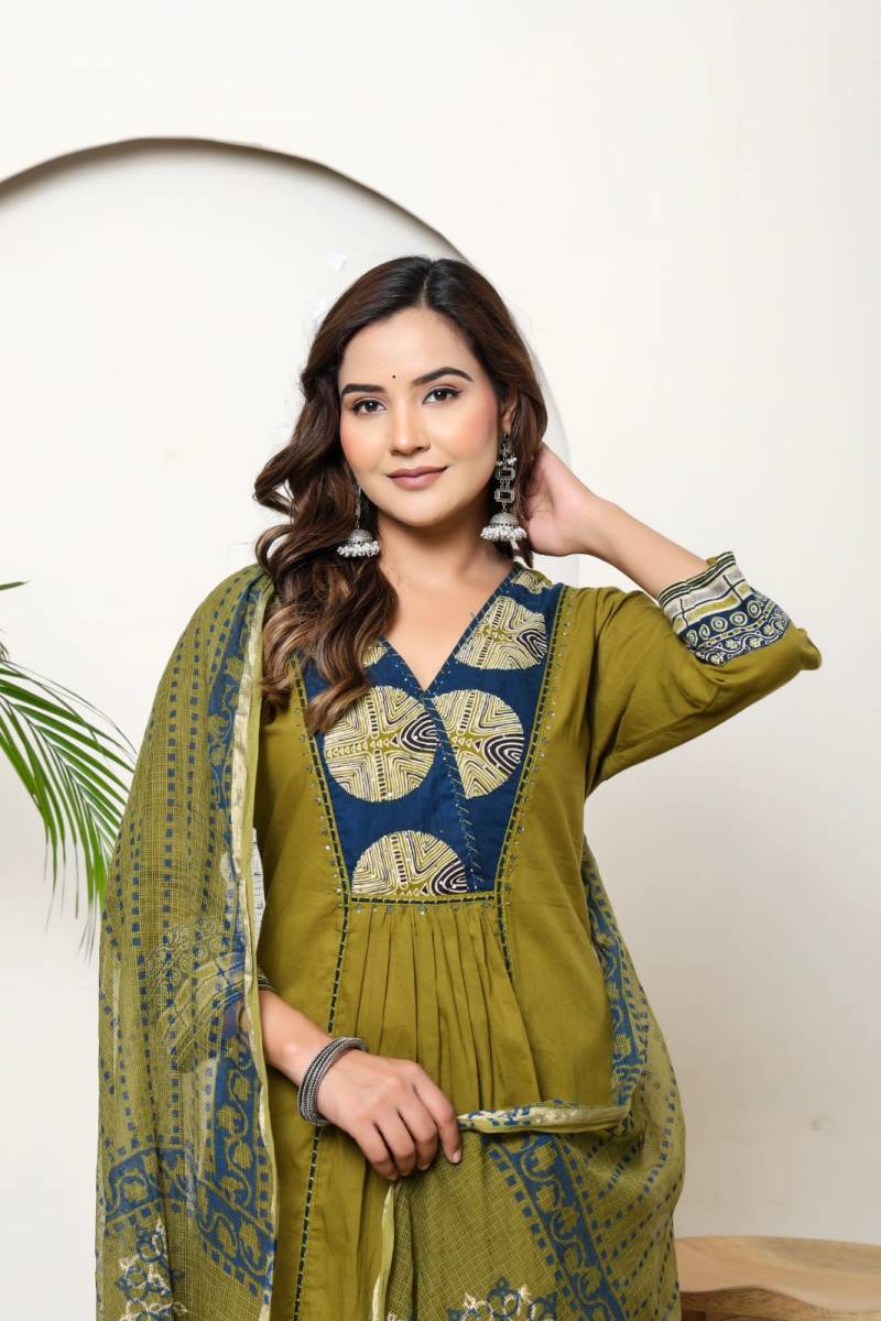 Naisha K 408 Cotton Stylish Casual Wear Kurti Pant And Dupatta Collection