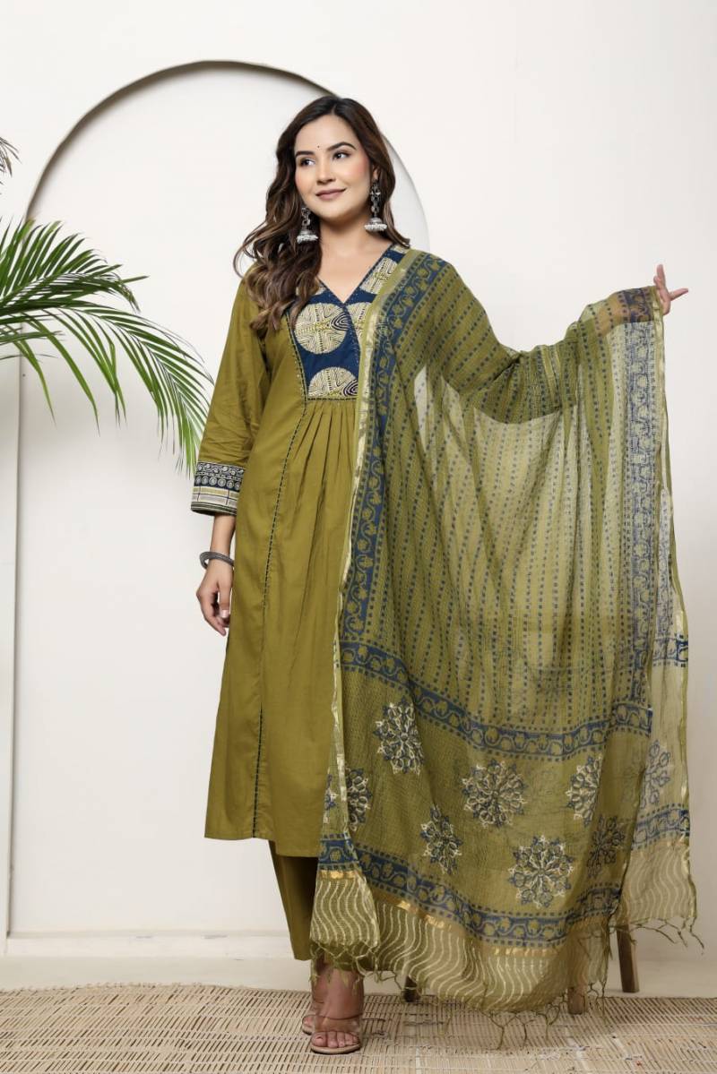 Naisha K 408 Cotton Stylish Casual Wear Kurti Pant And Dupatta Collection