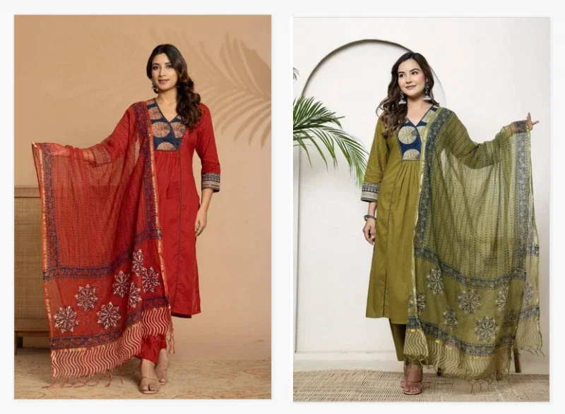 Naisha K 408 Cotton Stylish Casual Wear Kurti Pant And Dupatta Collection