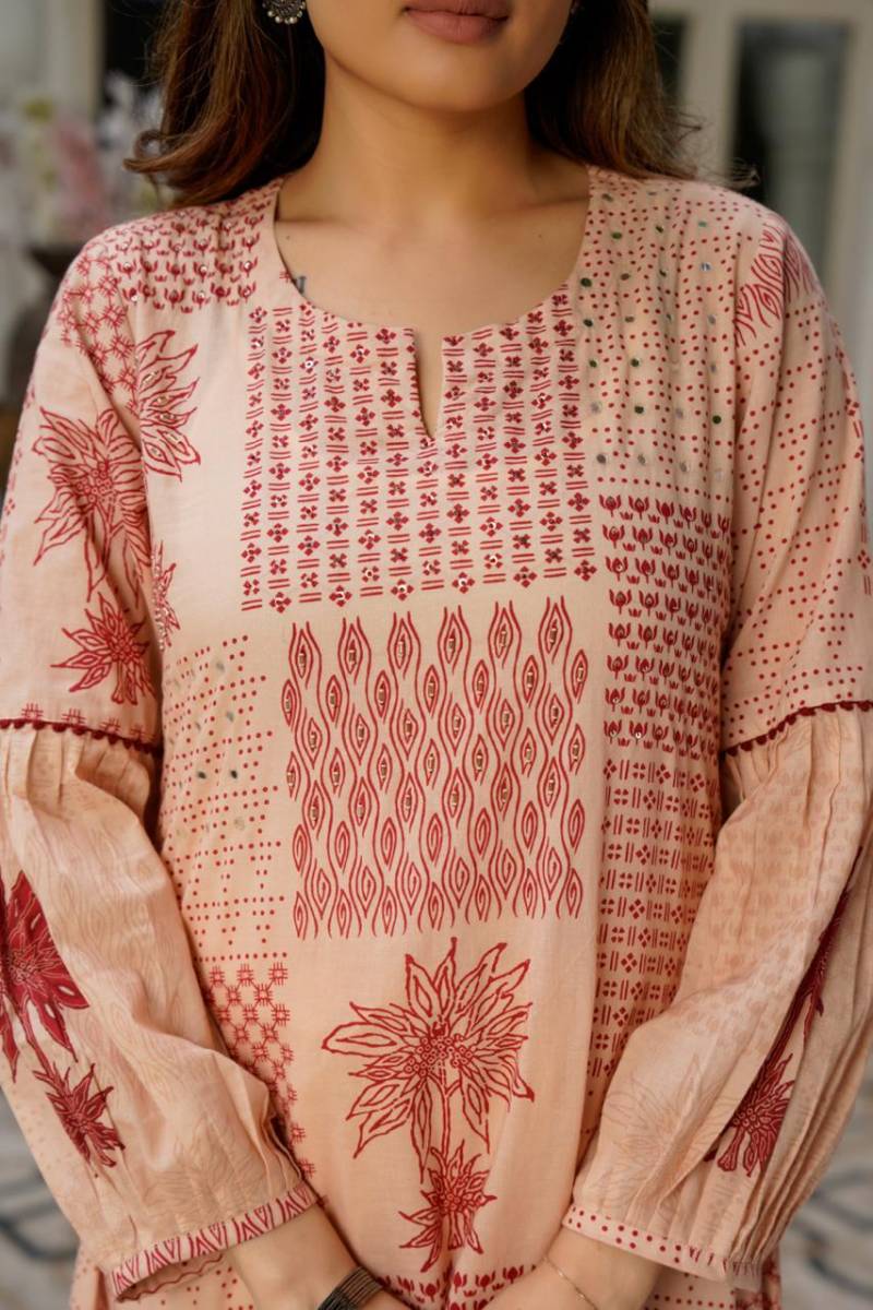 Naisha K 406 Mal Cotton Embroidery Work Stylish Wear Top And Bottom Collection