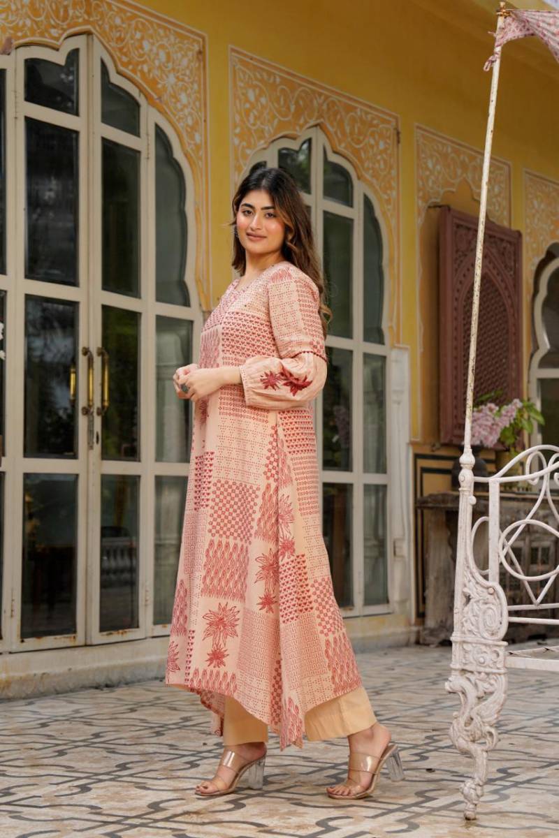 Naisha K 406 Mal Cotton Embroidery Work Stylish Wear Top And Bottom Collection