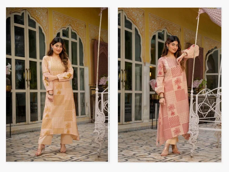Naisha K 406 Mal Cotton Embroidery Work Stylish Wear Top And Bottom Collection