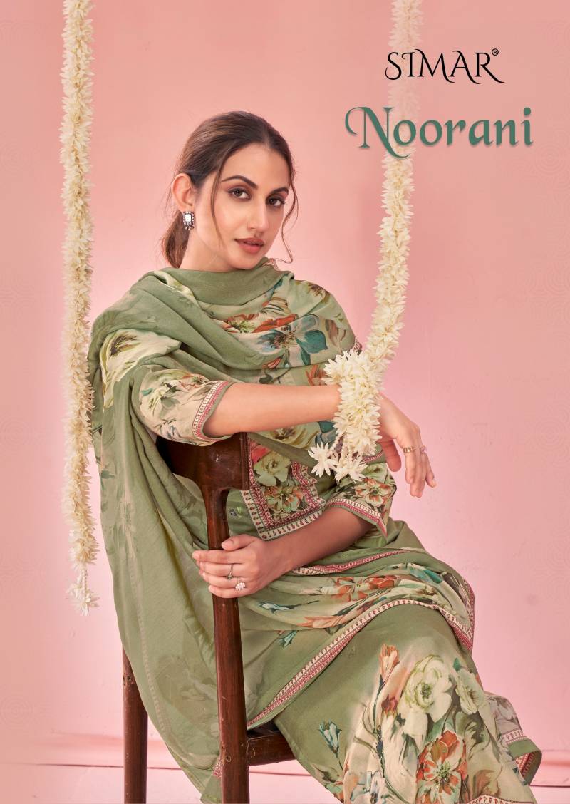 Glossy Simar Noorani Viscose Muslin Digital Work Designer Salwar Kameez