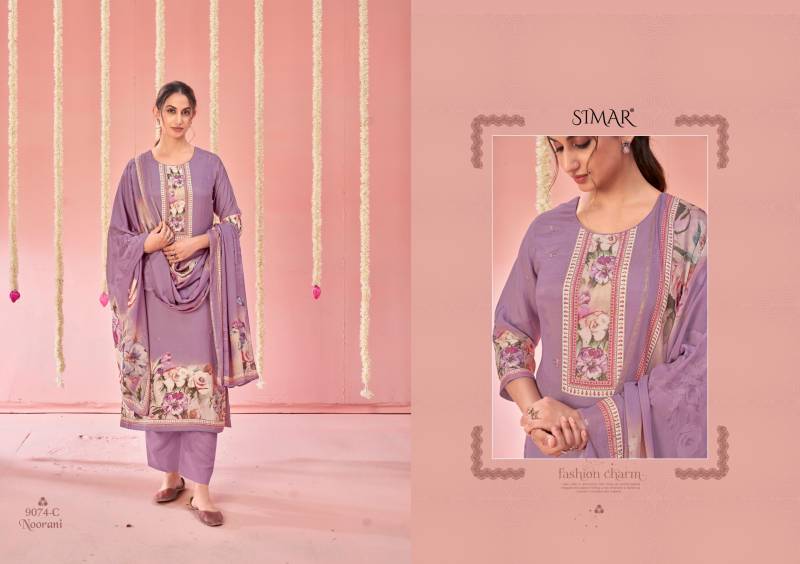 Glossy Simar Noorani Viscose Muslin Digital Work Designer Salwar Kameez