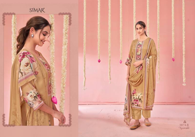 Glossy Simar Noorani Viscose Muslin Digital Work Designer Salwar Kameez