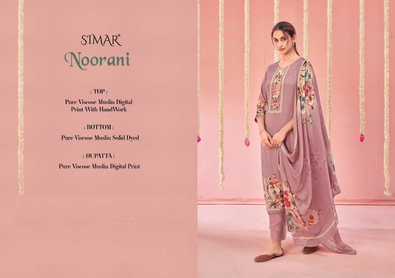 Glossy Simar Noorani Viscose Muslin Digital Work Designer Salwar Kameez
