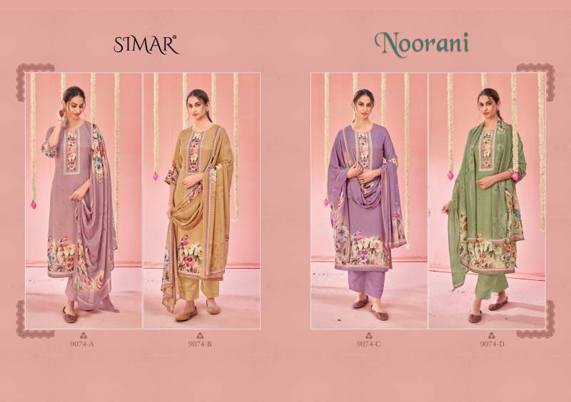 Glossy Simar Noorani Viscose Muslin Digital Work Designer Salwar Kameez