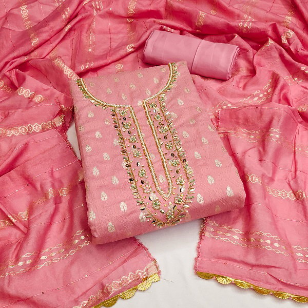Navya Suit 148 Party Wear Semi Stitched Embroidery Worked Jacquard top with Bottom and Dupatta Suit