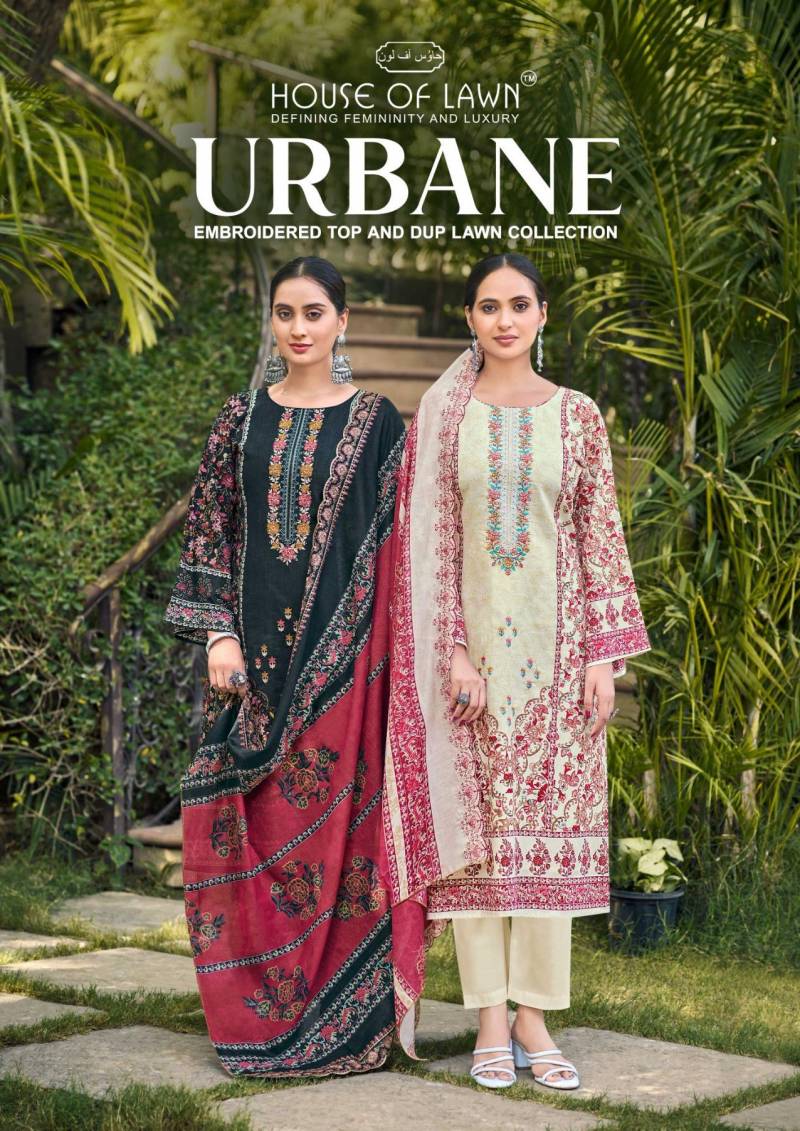 House of Lawn Urbane Cotton Digital Print Embroidery Dress Material Collection