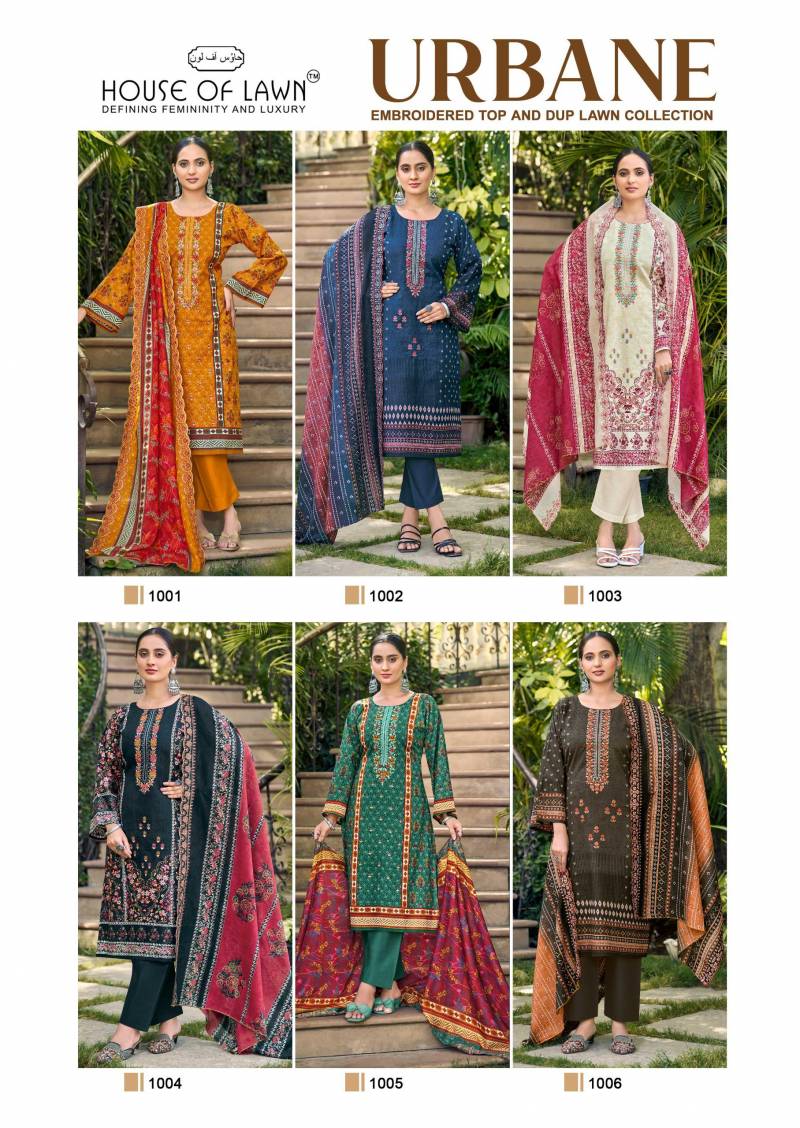House of Lawn Urbane Cotton Digital Print Embroidery Dress Material Collection