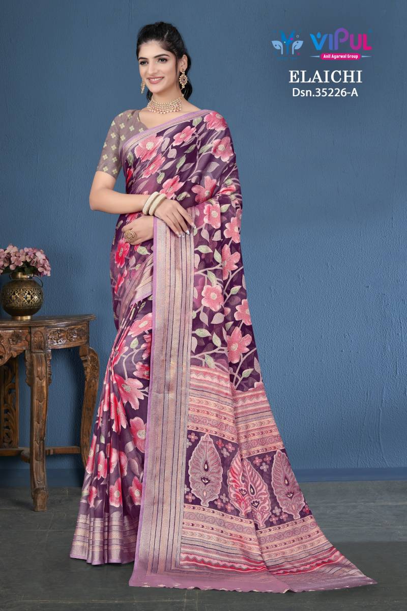 Vipul Elaichi 35226 A To D Brasso Casual Wear Saree Collection