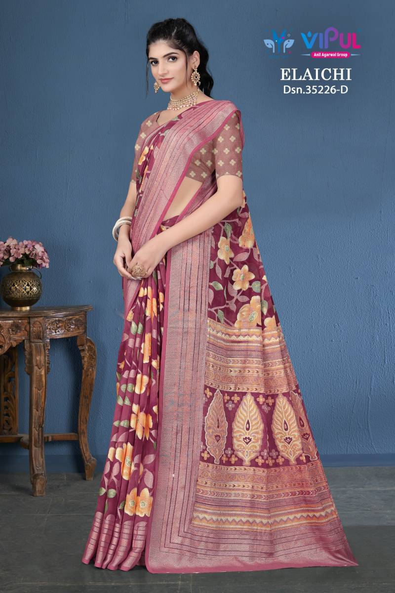 Vipul Elaichi 35226 A To D Brasso Casual Wear Saree Collection