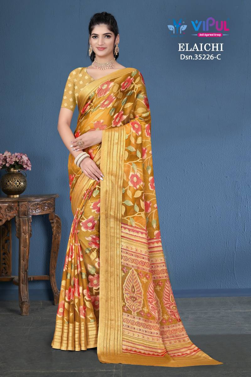 Vipul Elaichi 35226 A To D Brasso Casual Wear Saree Collection