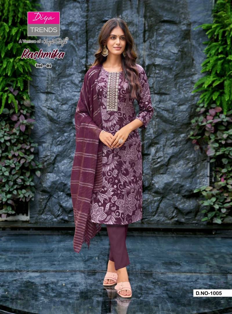 Rashmika Vol 1 By Diya Trends Vetican Prints Embroidery Top Bottom And Dupatta