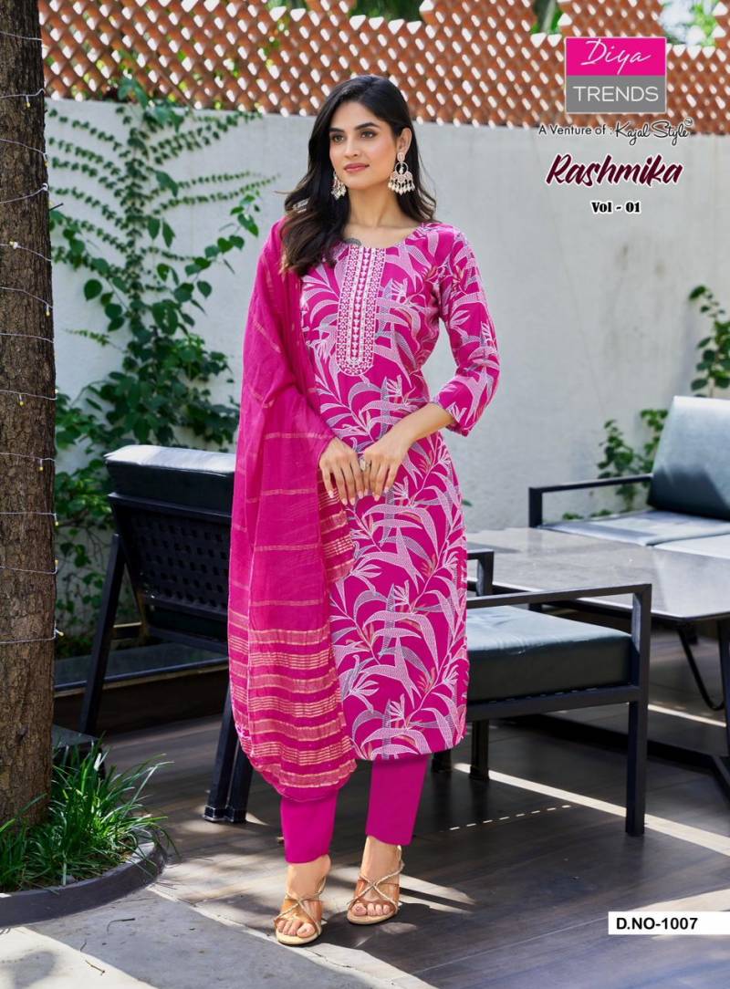 Rashmika Vol 1 By Diya Trends Vetican Prints Embroidery Top Bottom And Dupatta