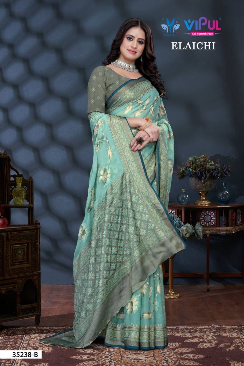 Vipul Elaichi 35238 A To D Brasso Casual Wear Saree Collection