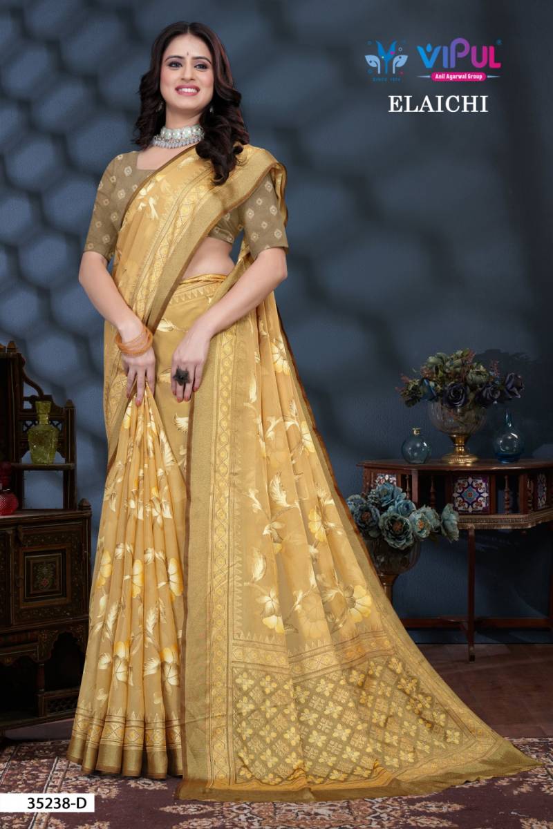 Vipul Elaichi 35238 A To D Brasso Casual Wear Saree Collection