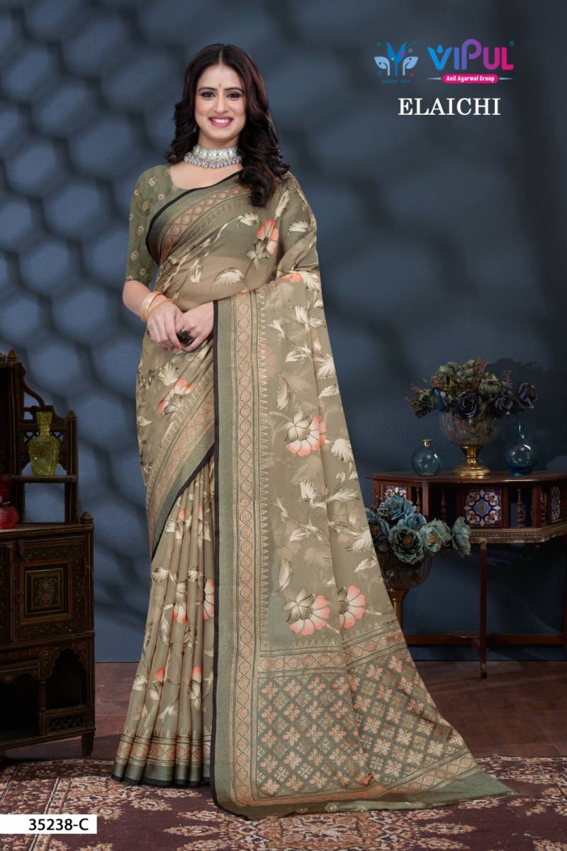 Vipul Elaichi 35238 A To D Brasso Casual Wear Saree Collection