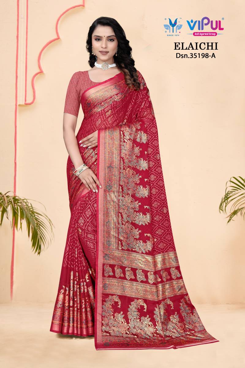 Vipul Elaichi 35198 A To D Brasso Casual Wear Saree Collection