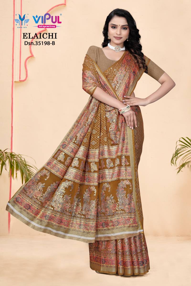 Vipul Elaichi 35198 A To D Brasso Casual Wear Saree Collection
