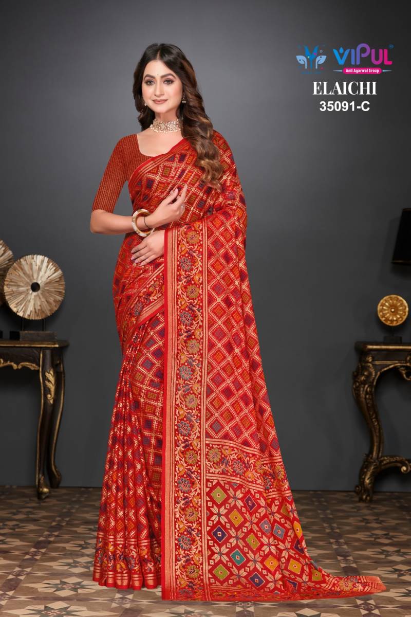 Vipul Elaichi 35091 A To D Brasso Casual Wear Saree Collection